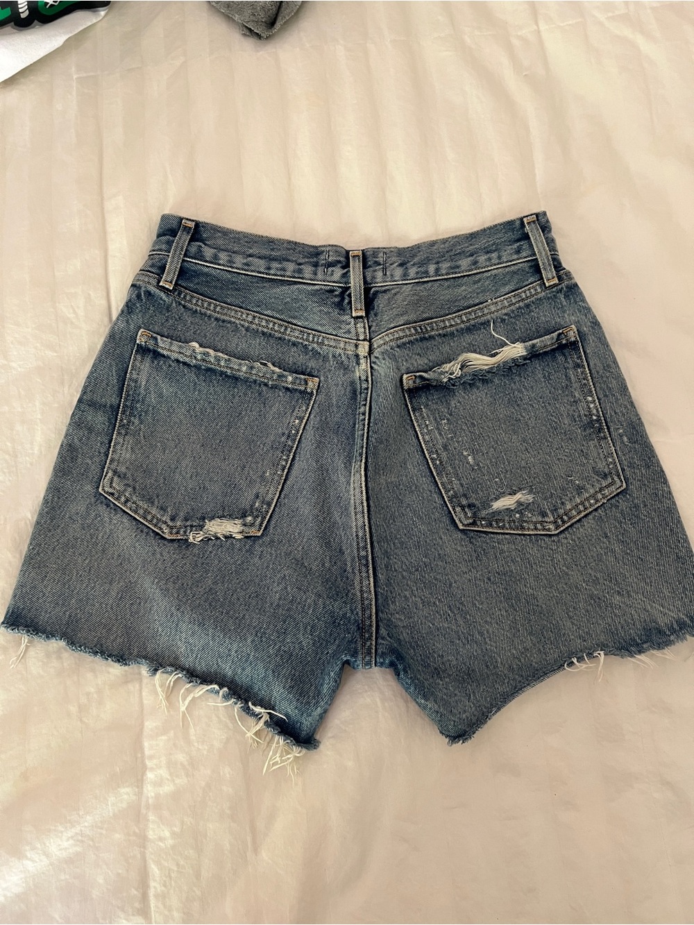 Agolde Distressed Dark Blue Cutoff Jean Shorts